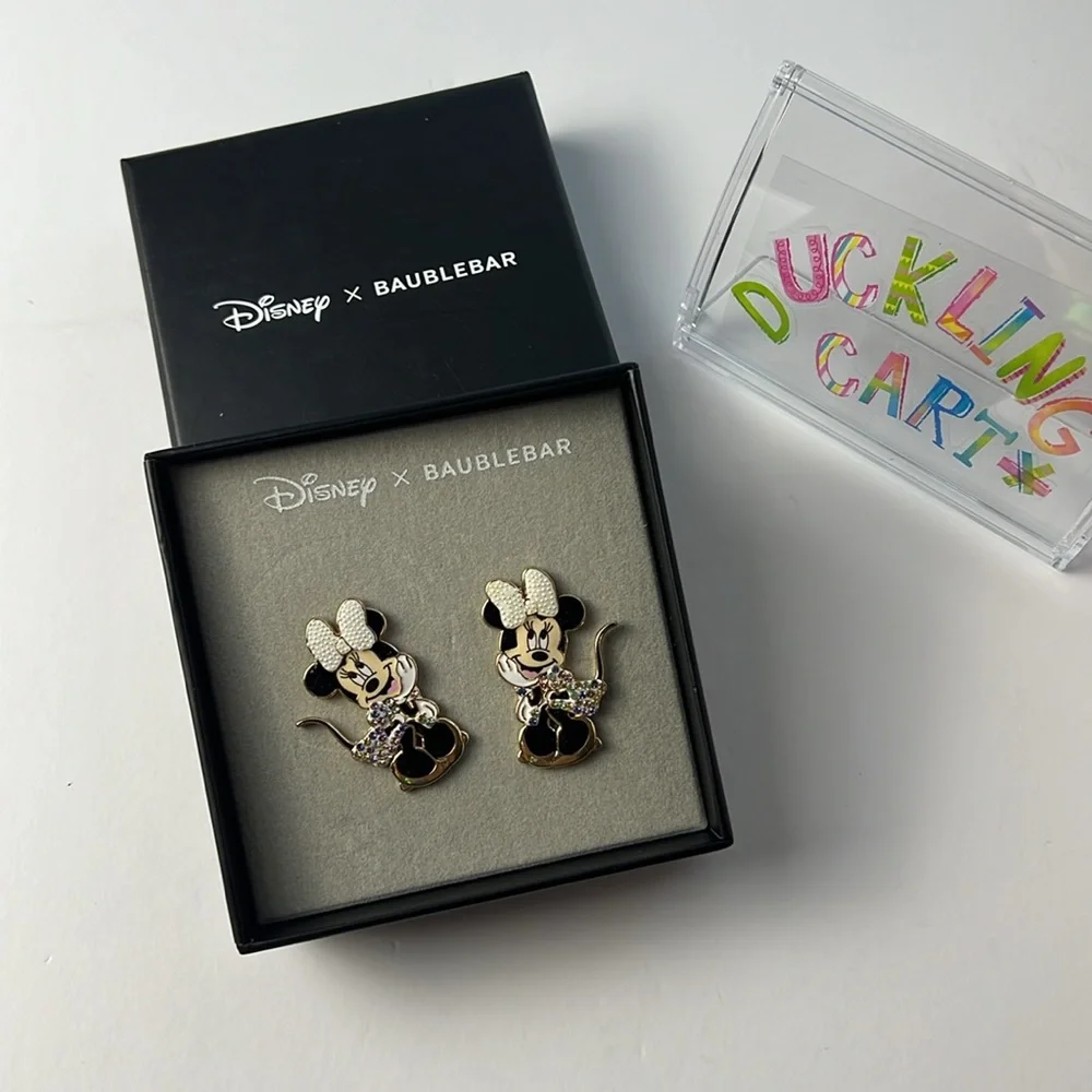 NEW Baublebar x Disney Minnie Pearl Bow Earrings - Picture 3 of 6